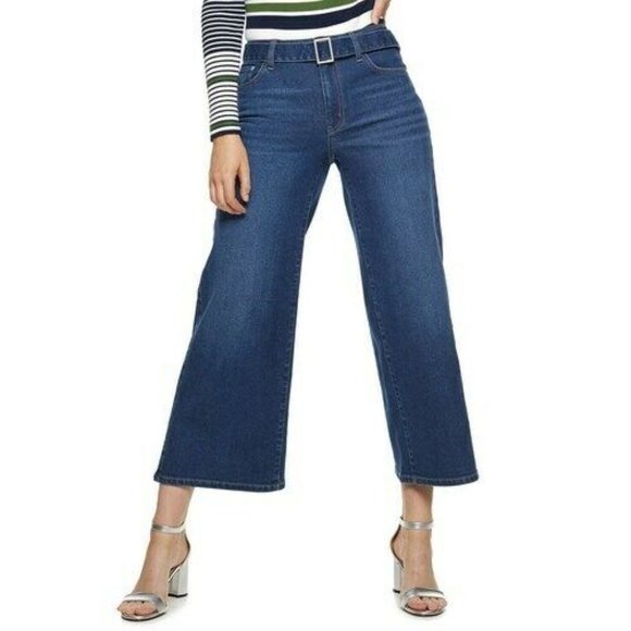 Nine West Sterling Belted Wide Leg Jeans - Picture 1 of 6